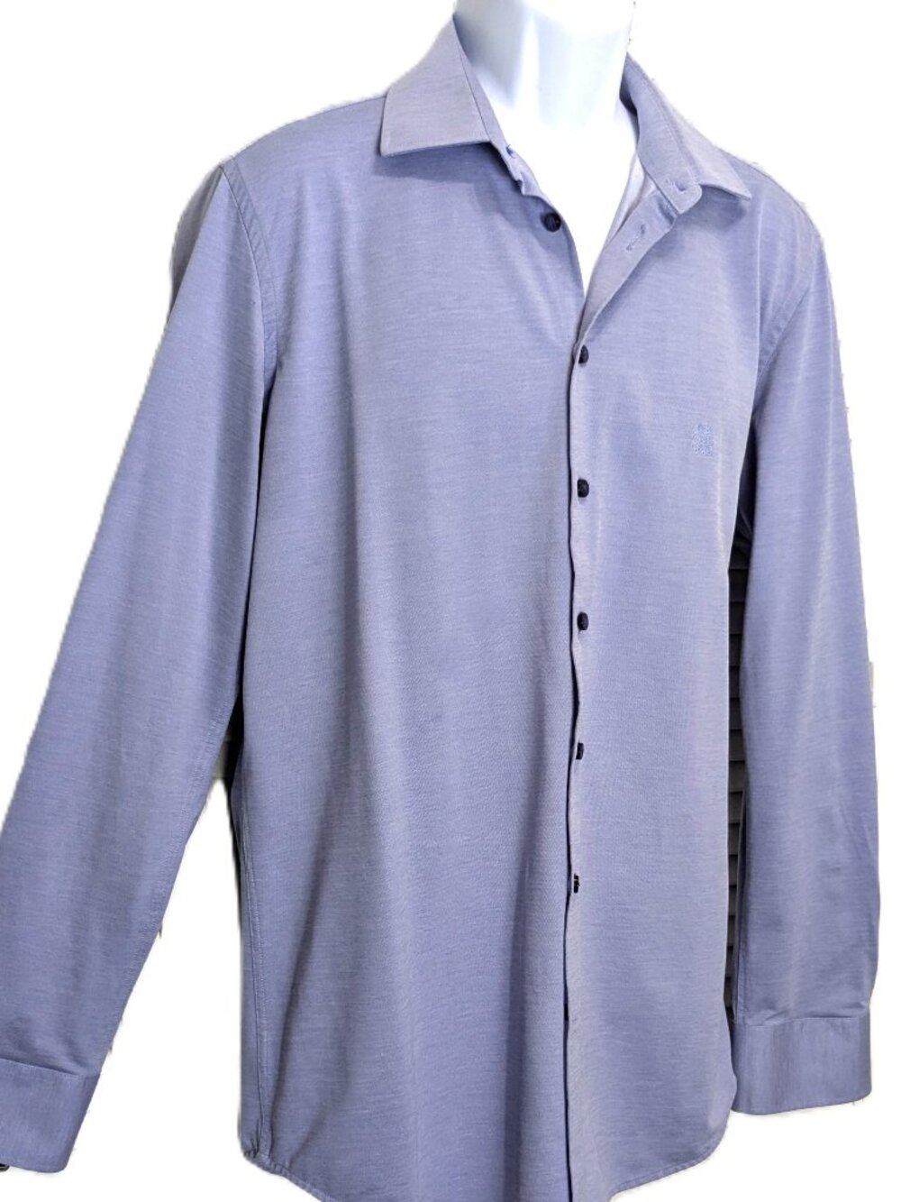 Christian Lacroix Mens Long Sleeve Blue Dress Shirt 16.5 Large Contemporary Fit